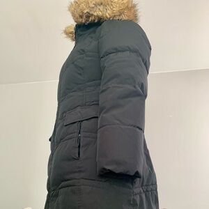 Woman’s Black Jones New York Signature Parka with Faux Fur Hood